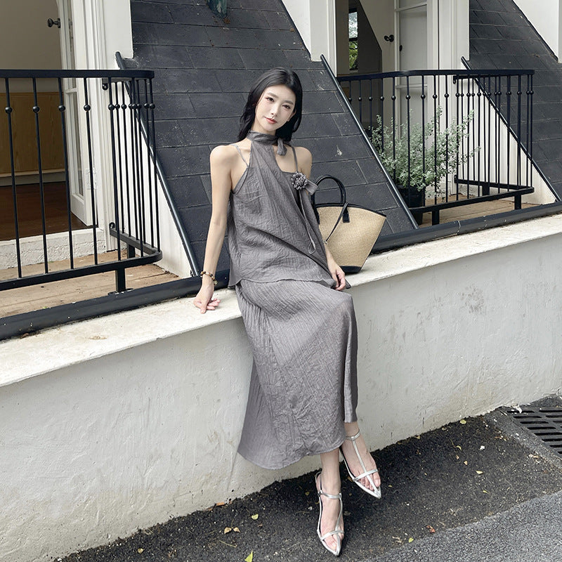 Hanging neck suspender summer beach vacation lazy dress