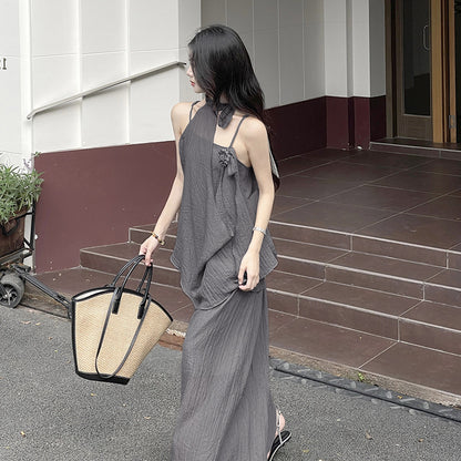 Hanging neck suspender summer beach vacation lazy dress