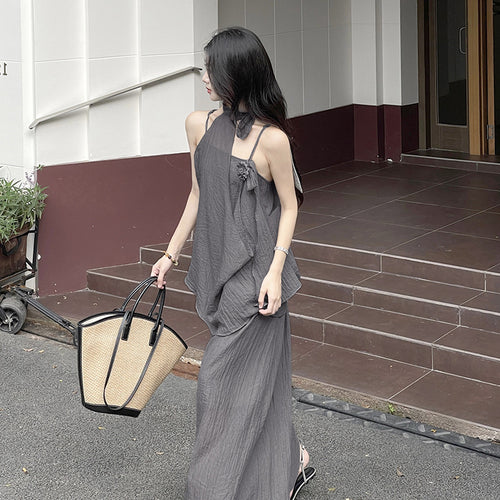 Hanging neck suspender summer beach vacation lazy dress