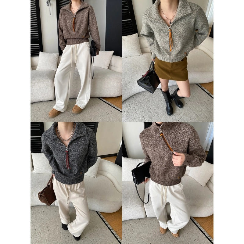 Southern Compass Old Money Intellectual Style Casual Loose Slim Fit Floral Knit Sweater